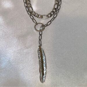🩶 ✨ NEW ADORNIA Silver Layered Mixed Chain Feather Necklace ✨ 🆕